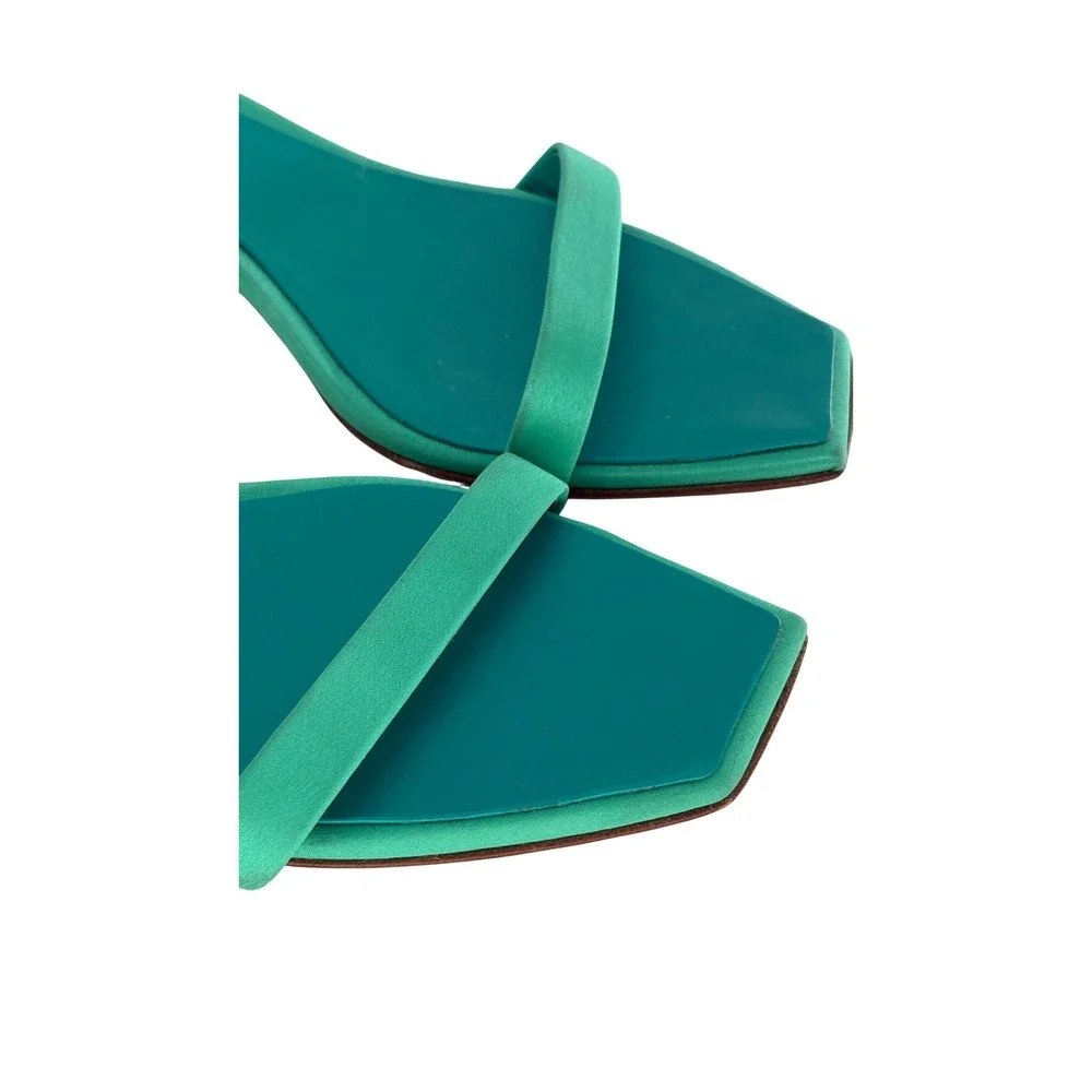 3Juin Kitten Heel Capri Kimi Sandals Women Size 7.5 Mint Green‎ Purple Open Toe